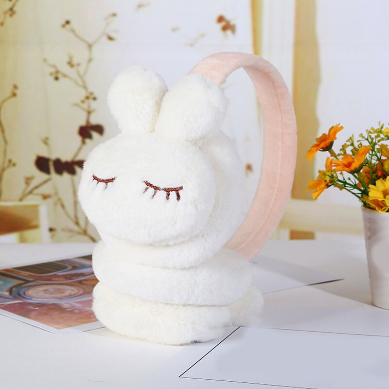 Women Cute Rabbit ears fur winter Earmuffs ear muffs warmers comfort warmuffs warm fur headphones for girls winter accessories: Light Blue