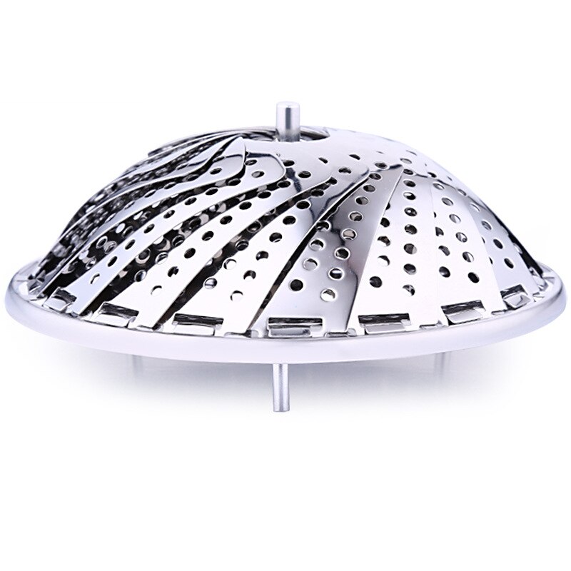 De acero inoxidable de la cocina hervidor de vapor plegable de vapor al vapor bollo retráctil cesta de frutas verduras al vapor rack de vapor