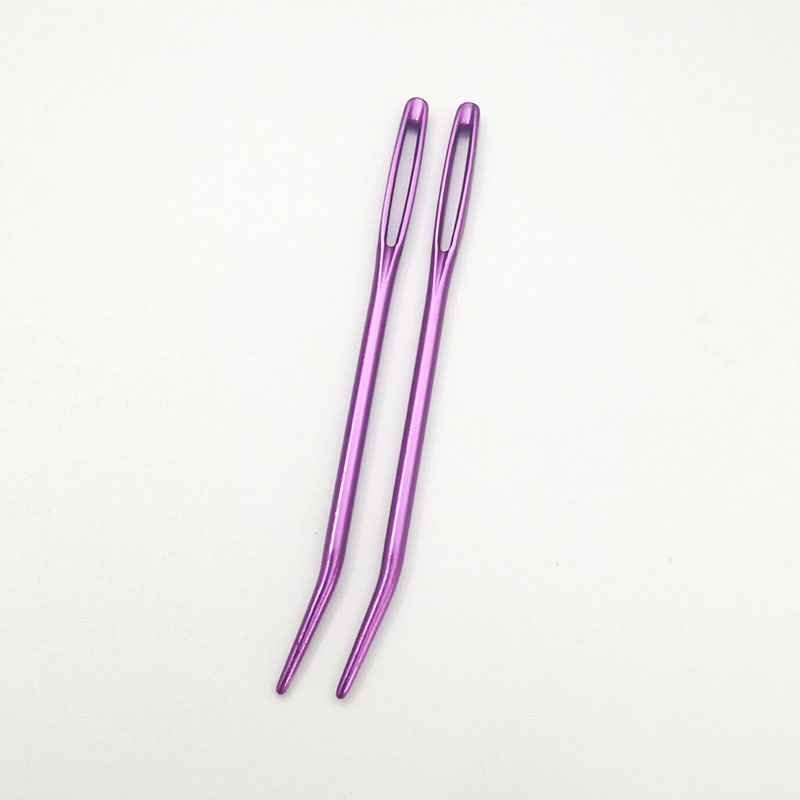 2PCS Large Eye Blunt Sewing Needles Cross Stitch Knitting Needle Handmade Leather Embroidery Thread Needle Sewing Accessories: 2 pcs purple