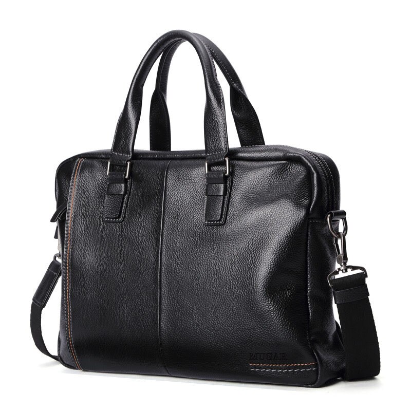 Aktetas Mannen Zakelijke Lederen Handtas Mannelijke 14 Inch Laptop Schoudertassen Tote Zwart Grote Vintage Messenger Bags XA96ZC: Default Title