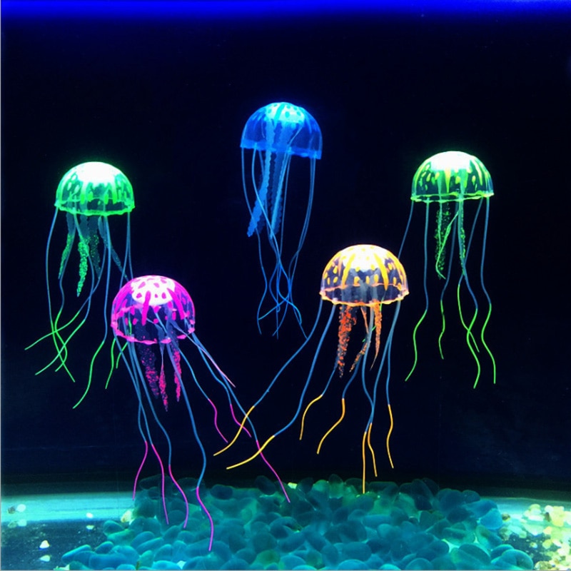Artificial Swim Glowing Effect Jellyfish Aquarium Decor Fish Tank Underwater Live Plant Luminous Ornament Aquatic Landscape