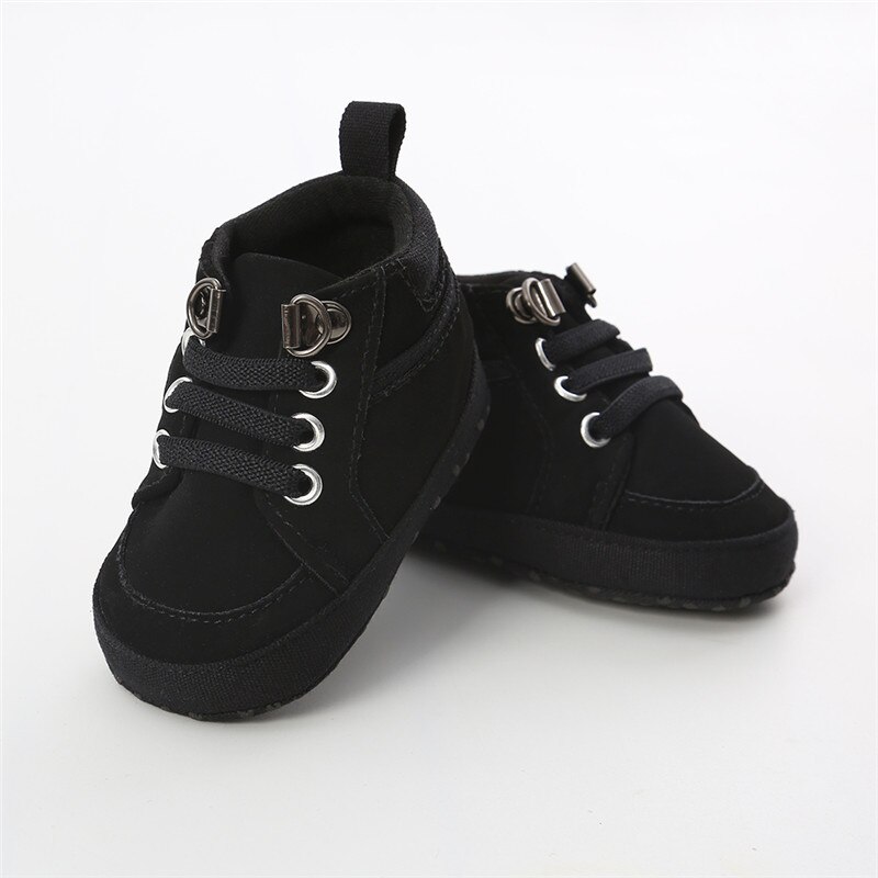 Canis toddler spädbarn baby unisex pojkar flickor mockasin läderskor barn mjuk sula spjälsäng skor vardagsskor solid vår höst: Svart / 0-6 månader