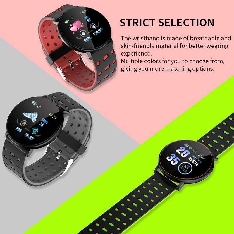 119 Plus Sports Smart Watch Men Waterproof Women Heart Rate Dot touch Screen Tracker Smart Watches Android Watch
