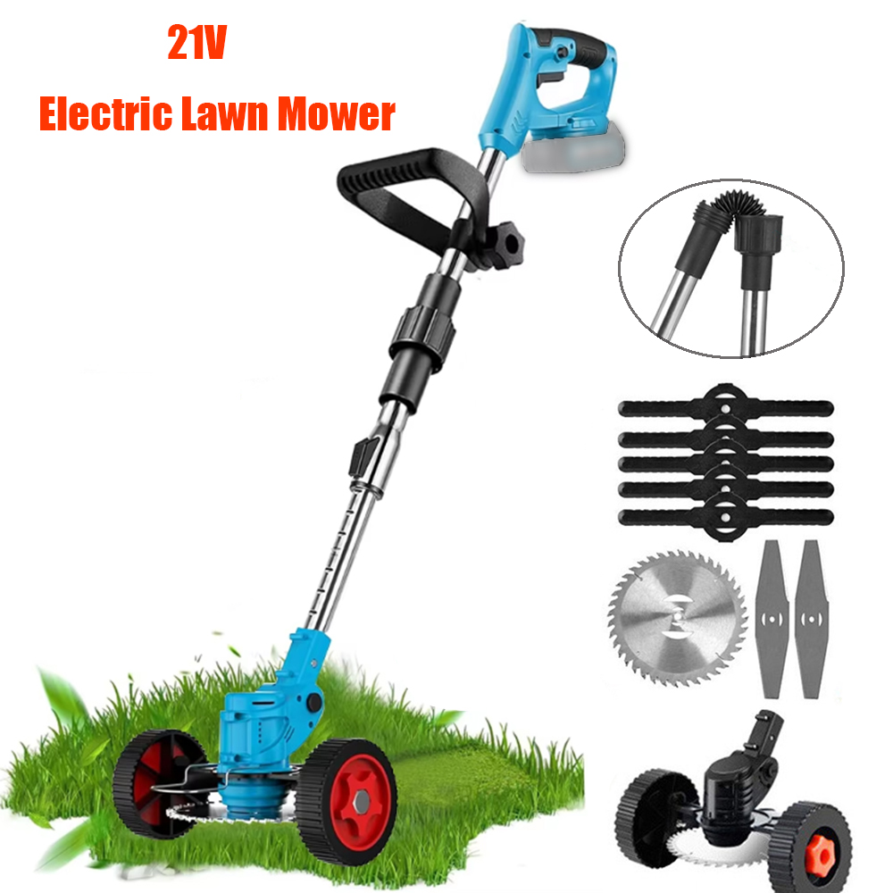 Elektrisk gräsklippare 35cm teleskopiska längdjusterbara skärare sladdlös trädgårdsgräsklippare trimmer för makita 21v batteristift