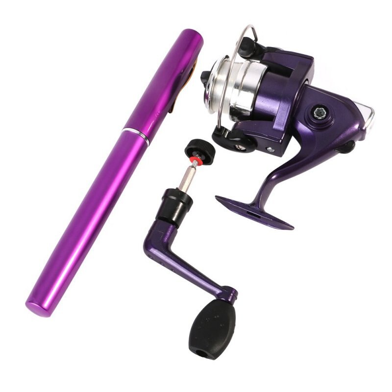Outdoor Mini Camping Reizen Baitcasting Telescopische Pocket Pen Vorm Hengel + Reel + Vislijn Set