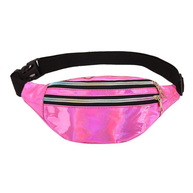 Frauen fanny Pack Holographische Gürtel Taille Tasche Dame Mädchen Hologramm Reise Schulter Brust Tasche Party Hüfte miserabel Tasche Telefon beutel: Rosa