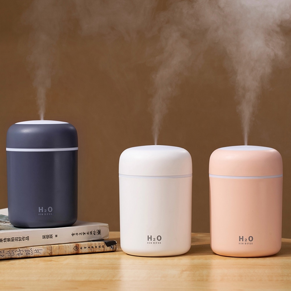 Draagbare 300ml luchtbevochtiger, usb, ultrasone dazzle cup, aroma diffuser, koele mistmaker, luchtbevochtiger en luchtreiniger met romantisch licht