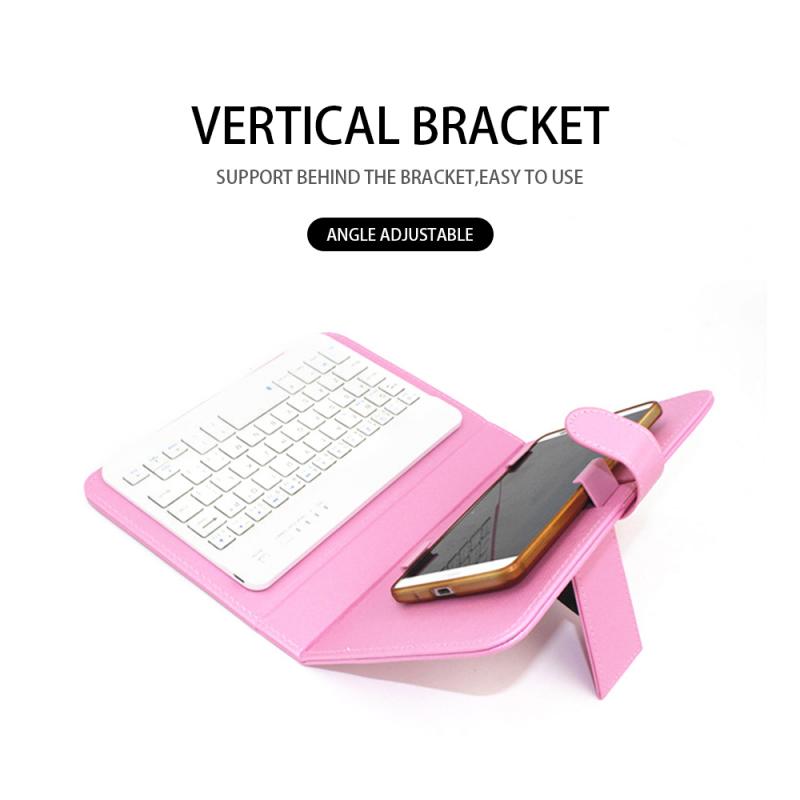 Draagbare Pu Lederen Wireless Keyboard Case Voor Smartphone Voor Iphone Beschermende Mobiele Telefoon Met Bluetooth Toetsenbord