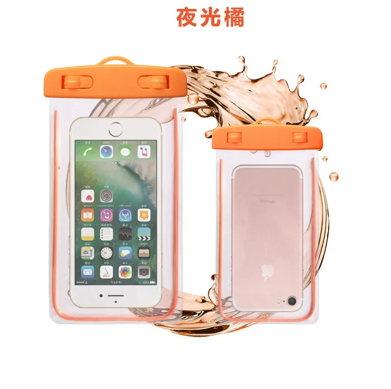 Summer Luminous Waterproof Pouch Swimming Gadget Beach Dry Bag Phone Case Cover Camping Skiing Holder For Cell Phone 3.5-6.5Inch: army green