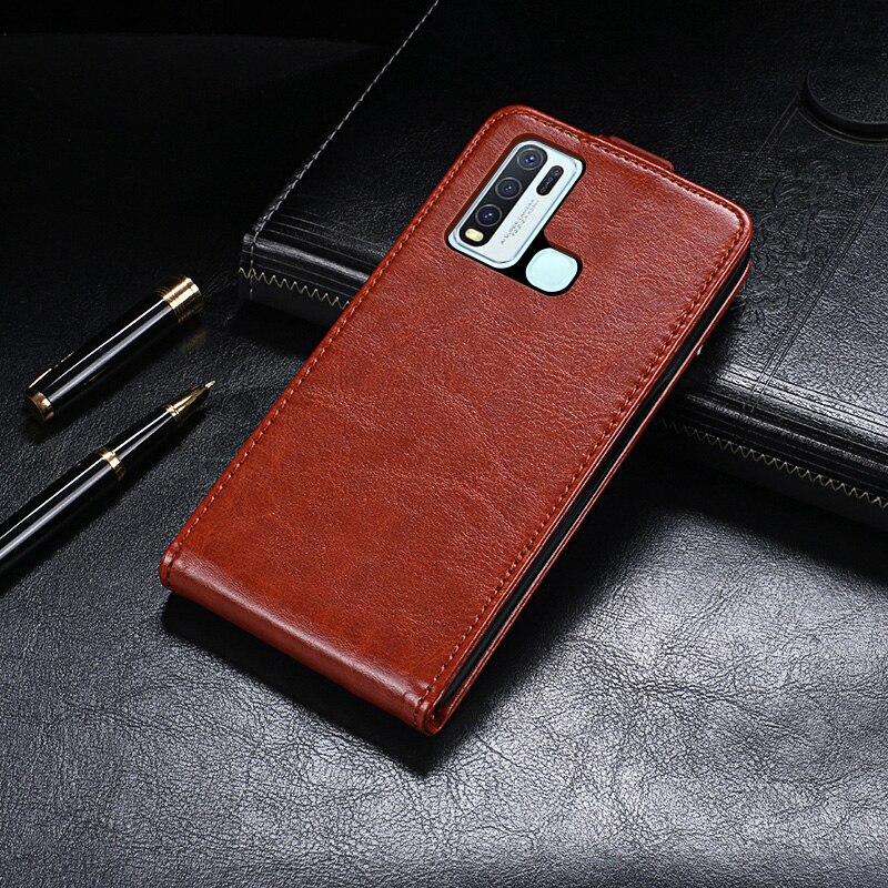 UP Down Case For Vivo Y30 6.47 inch Phone Bag Holster Vertical Flip PU Leather Cover For Vivo Y30 Premium Cases