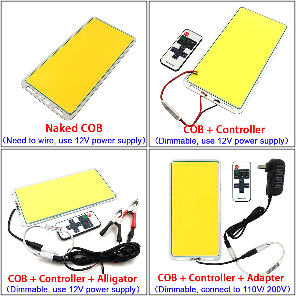 Amélioré Télécommande LED Panneau Lumineux avec Variateur 200W Dimmable 12V LED Lampe COB Matrice Plaque L'éclairage Extérieur D'intérieur