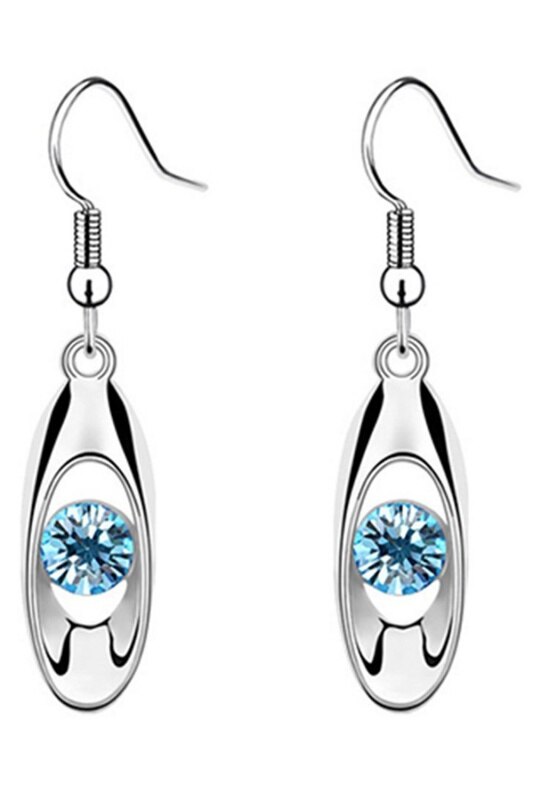 Dames kristal hanger ketting oorbellen sieraden set blauw