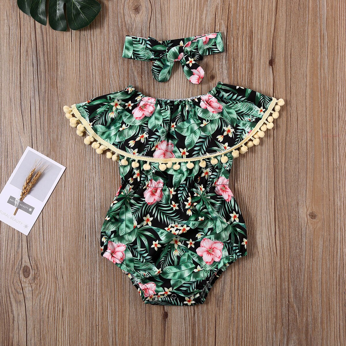 0-24 m bebê infantil meninas meninos bodysuits bandana 2 pçs flores babados borla macacões topos: A / 6 m