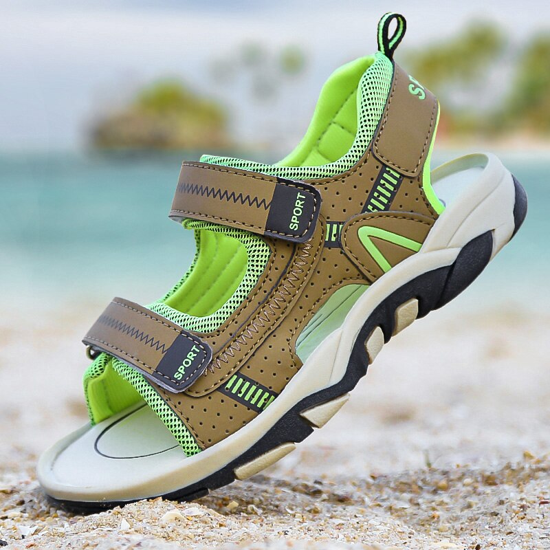 Garçons Sandales Enfants Sandales Enfants Chaussures découpes En Caoutchouc Chaussures En Cuir À Bout Ouvert Respirant Décontracté Garçon Sandale Vert Rouge