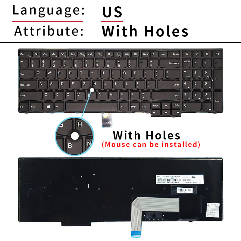 Verlicht Toetsenbord Voor Lenovo Thinkpad T540 T 540P T550 T560 P 50S L540 L560 L570 L540 W540 W541 W 550S E540 E531 Notebook Toetsenbord: Zilver