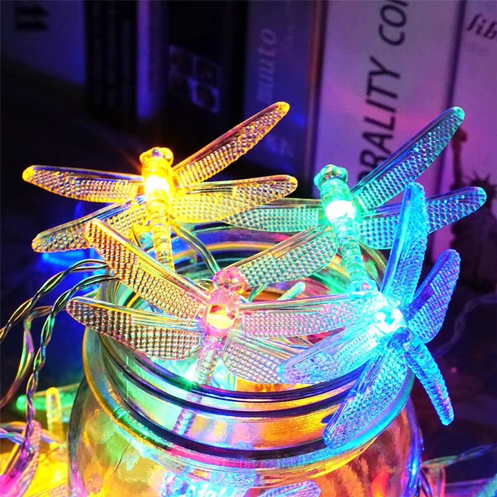 Guirlande solaire LED libellule pour jardin, étanche, 8 Modes, lampe de paysage de pelouse pour cour extérieure, noël, décoration de mariage