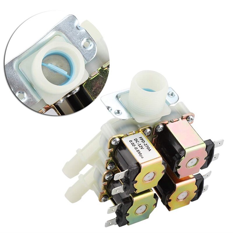 Water Inlet Valve, DC12V DN20 G3/4 inch 1 in 4 Out Plastic Solenoid Valve Electronetic Valve Normally Closed Water Drain Valv