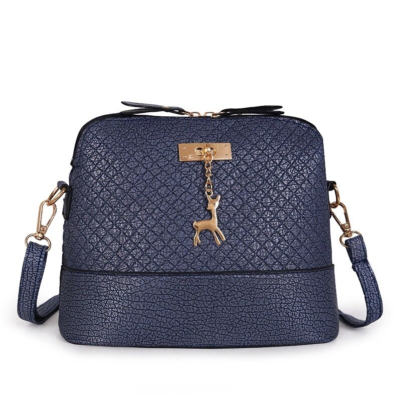 Buylor Vrouwen Tas Herten Hanger Handtas Pu Lederen Schoudertas Vintage Shell Vorm Pouch Meisje Mini Messenger Bags: Blue