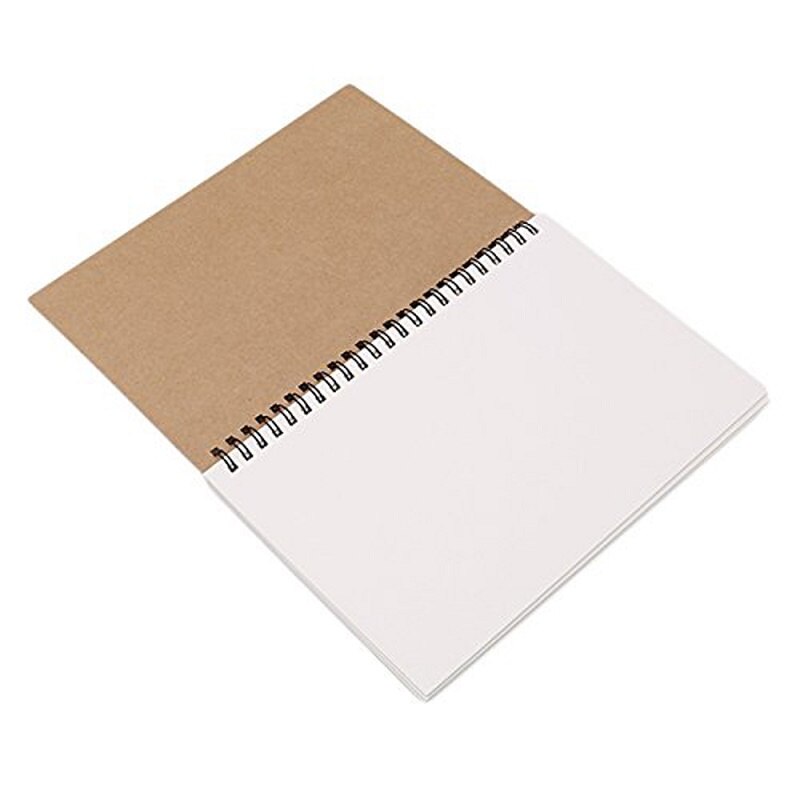 XRHYY Retro Spiral Coil Notebook Kraft Blank Sketchbook for Drawing Painting Graffiti Sketch Book Memo Pad Office And School: Brown-Large