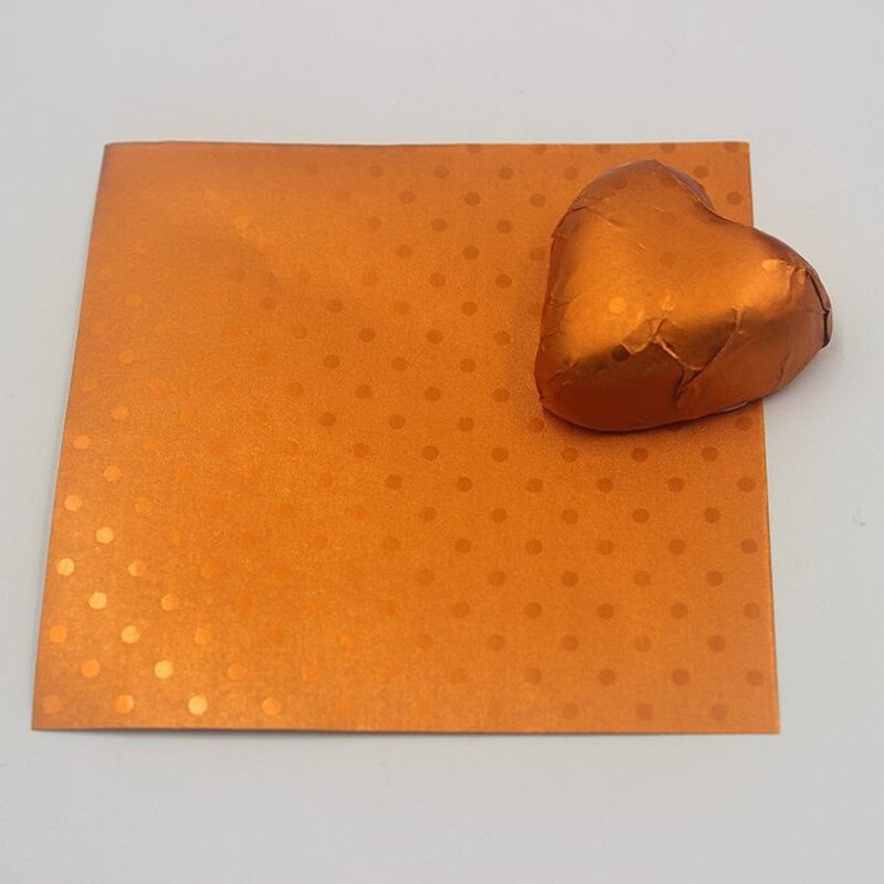 Mad aluminiumsfolie diy chokolade slikpakke papir komposit tinfoliepapir foliefolier indpakning firkantet 8 farver 100 stk / lot: Orange