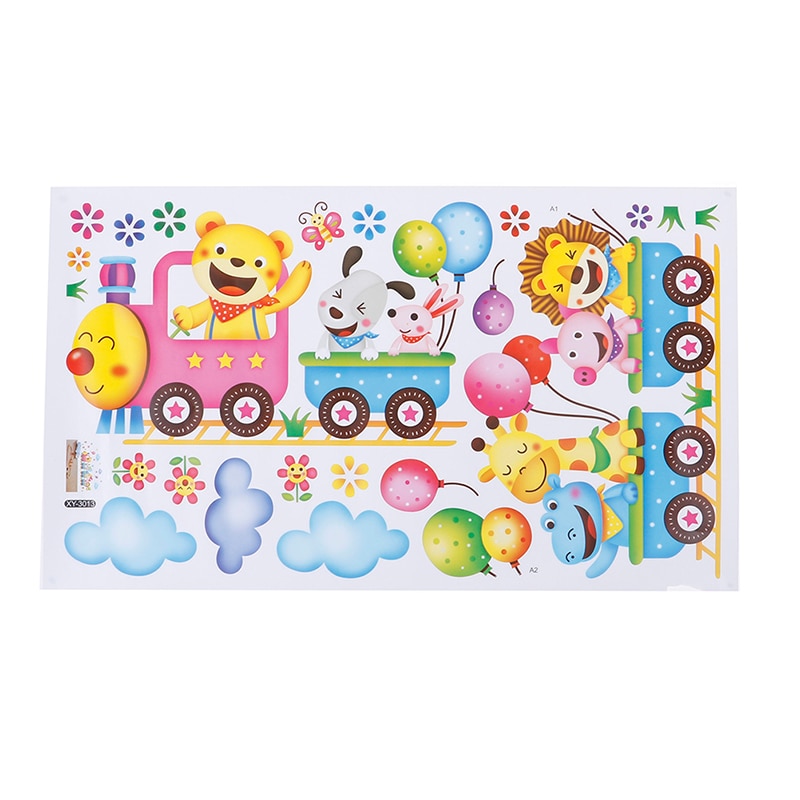 Muursticker kindertrein, muursticker, poster, muurschildering babyhuis, doe-het-zelf voor kinderkamer, interieur, kinderkamer