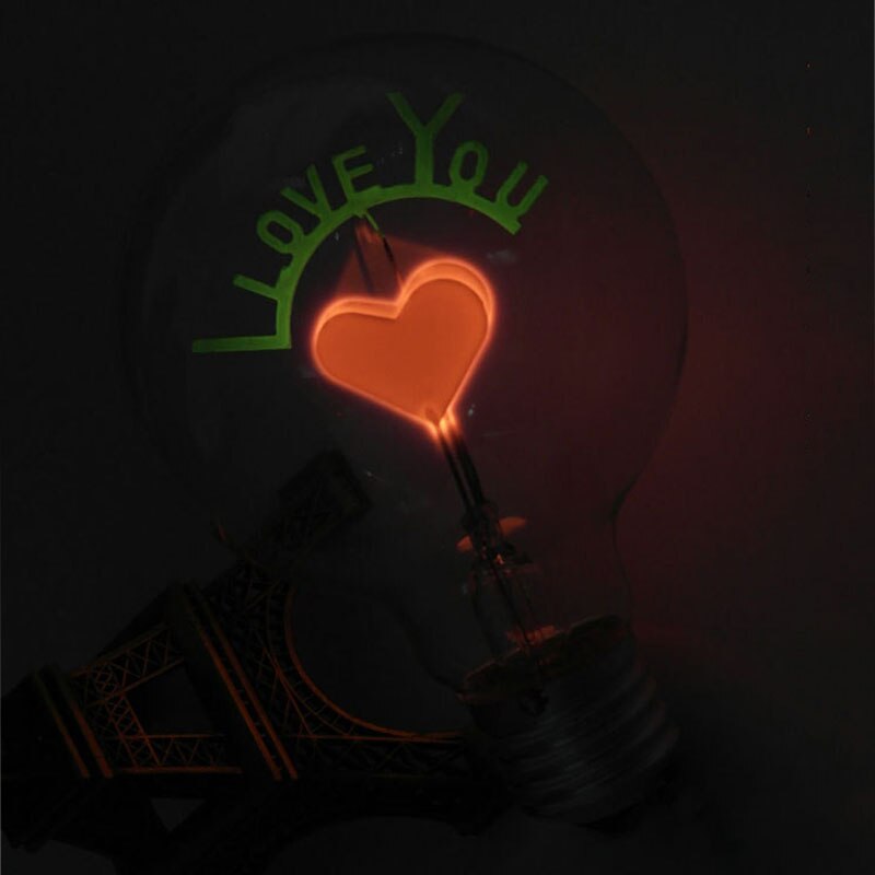 Retro Edison Bulb E27 Soft Spiral LED Filament Bulb Ampoule Vintage Lamp Loving Heart Filament Decoration Home 220V 3W
