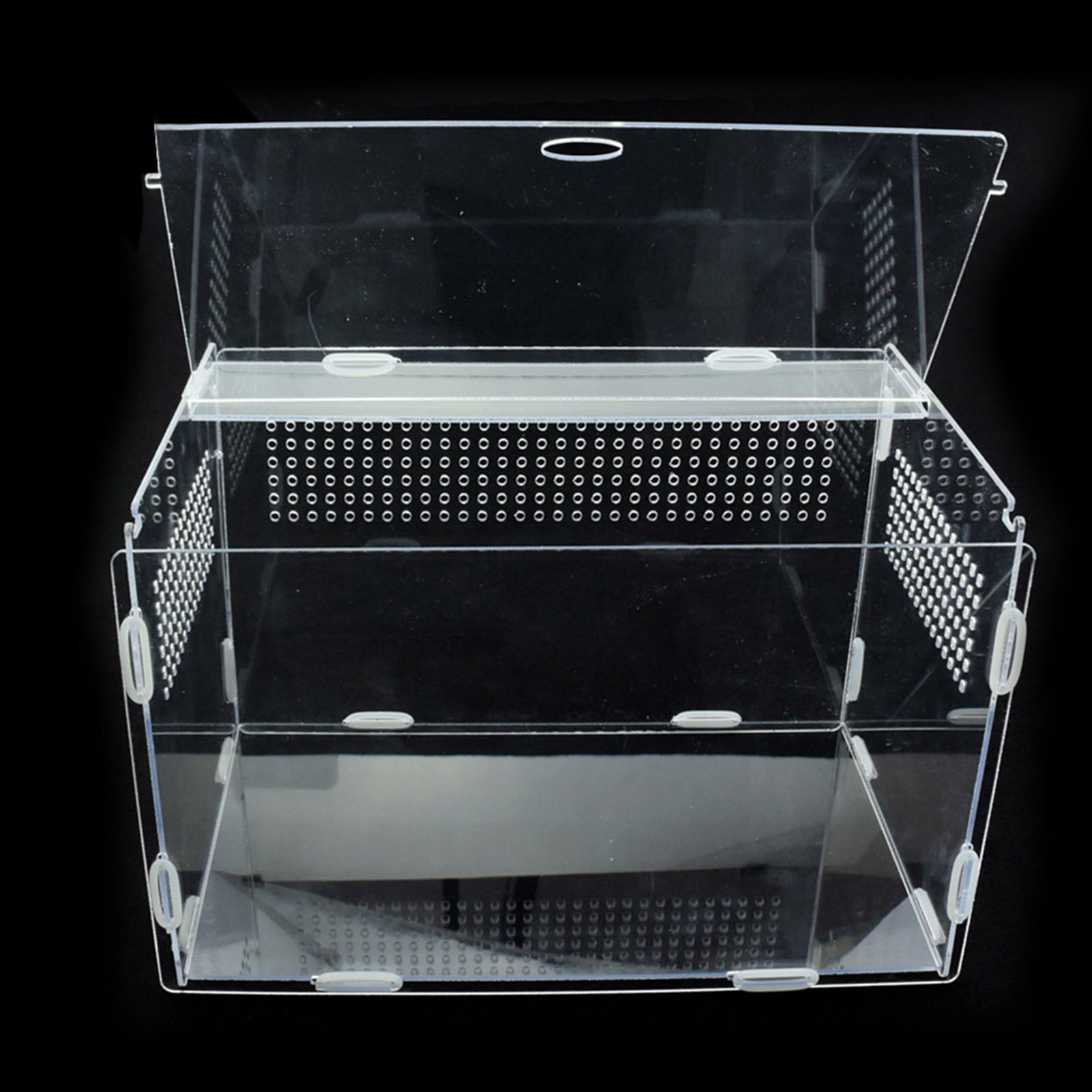 Reptile Breeding Box Breathable Transparent Feeding Box Lizard Frog Cricket Turtle Cage Hatching Container For Spider Acrylic