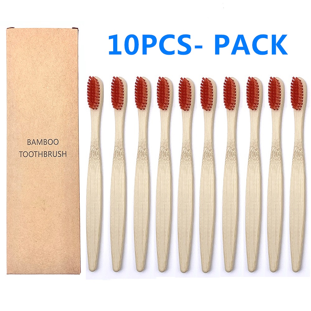 10 pièces brosse à dents en bambou biodégradable dents poils colorés brosse à dents en bambou naturel brosses à dents dentaires Eco Bambou: TRANSPARENT