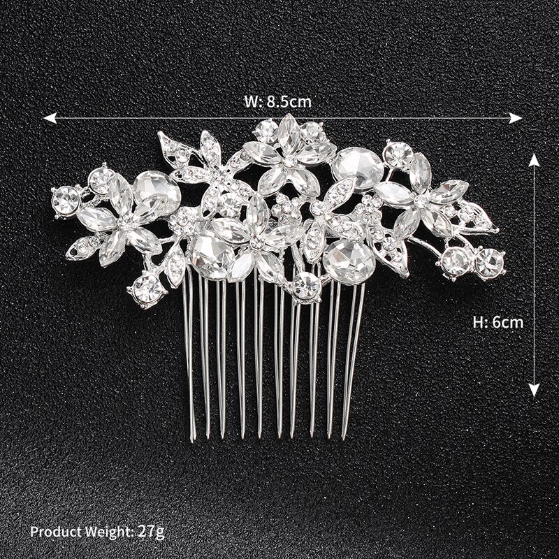 Efily Bridal Bruiloft Haaraccessoires Crystal Zilver Kleur Haar Kammen Voor Vrouwen Bruid Hoofddeksel Party Sieraden Bruidsmeisje: silver HSJ4272S