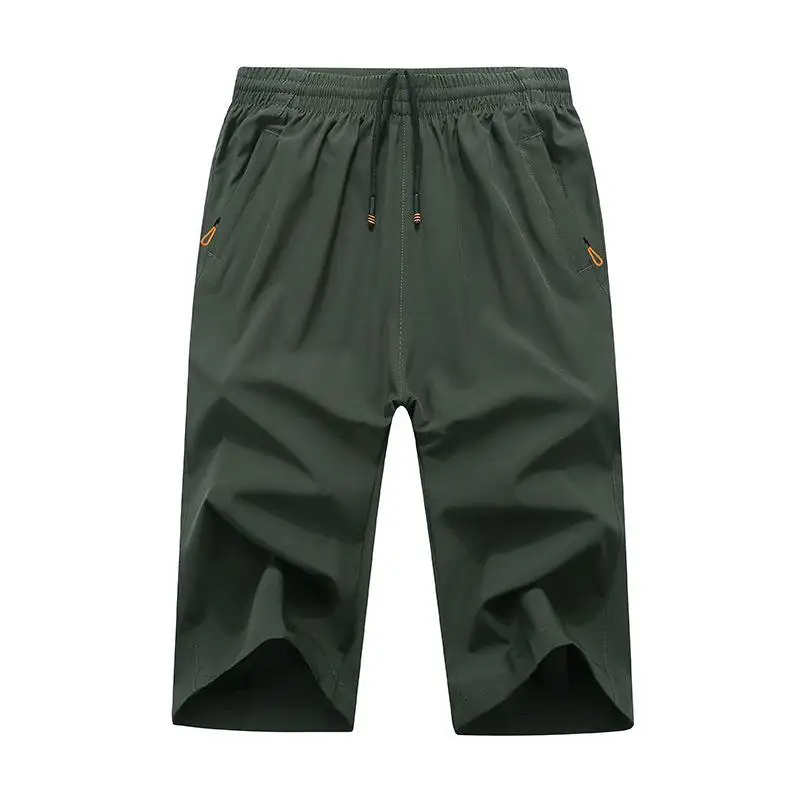 Short de sport trois quarts décontracté pour homme, pantalon de survêtement d'été, pantalon de gym, grande taille, 3XL-9XL, 3/4: 8XL / Beige