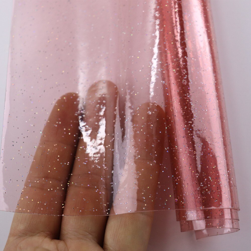 30x120cm rollen transparent Mit funkeln Pulver PVC Gelee Vinyl Stoff Leder Für HandbBages BöGen Hause Dekoration DIY: 5