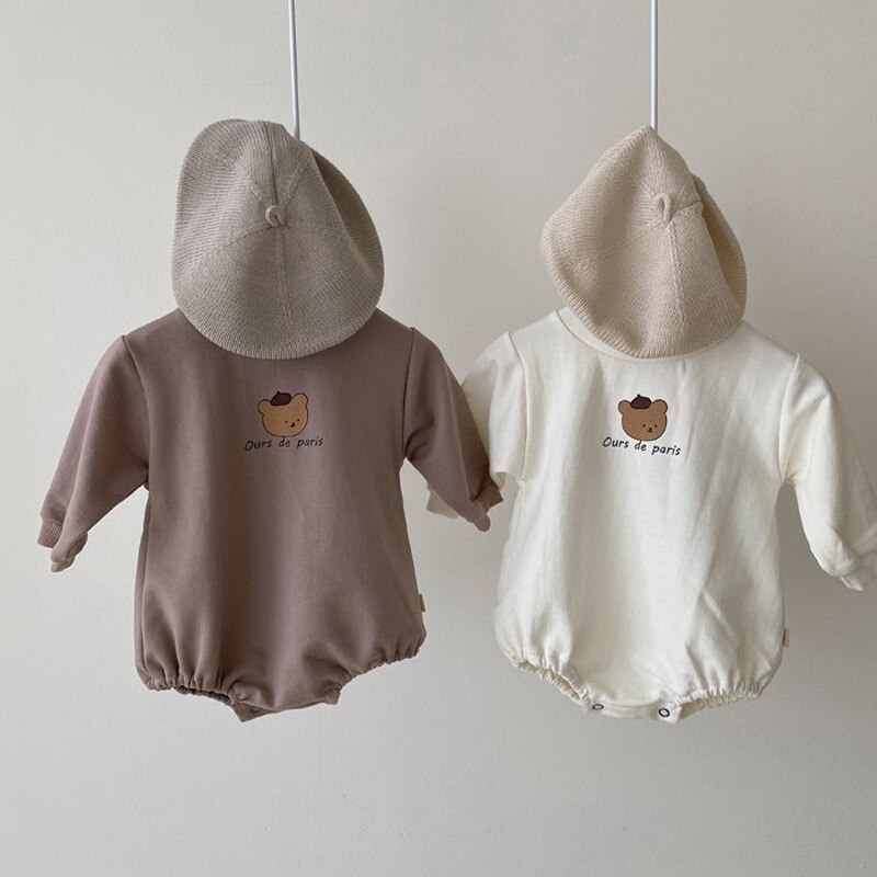 Newborn Baby Loose Long Sleeve Bodysuits Spring Autumn Toddler Boy And Girl O-neck Cartoon Cotton Jumpsuit