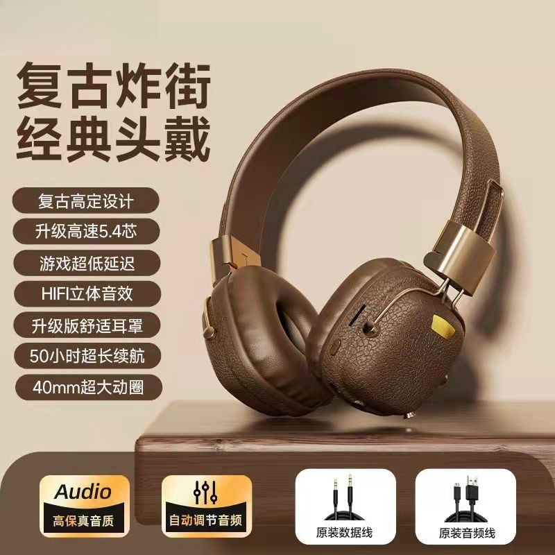 Nuevos auriculares Bluetooth multifuncionales montados en la cabeza de con plegable inalámbrico y auriculares con reducción de ruido: Transparente