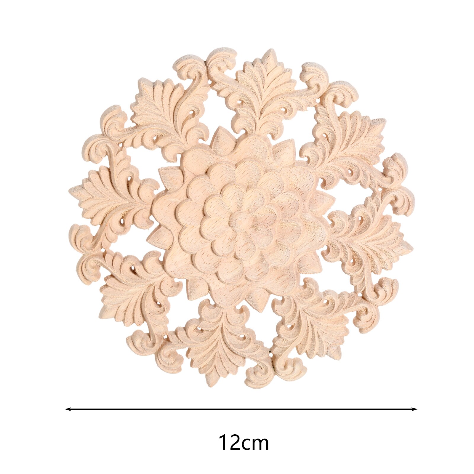 Retro wood decals round carved wood decorations wooden decals wood carvings wall art supplies home decorations home wardrobe: 12cm