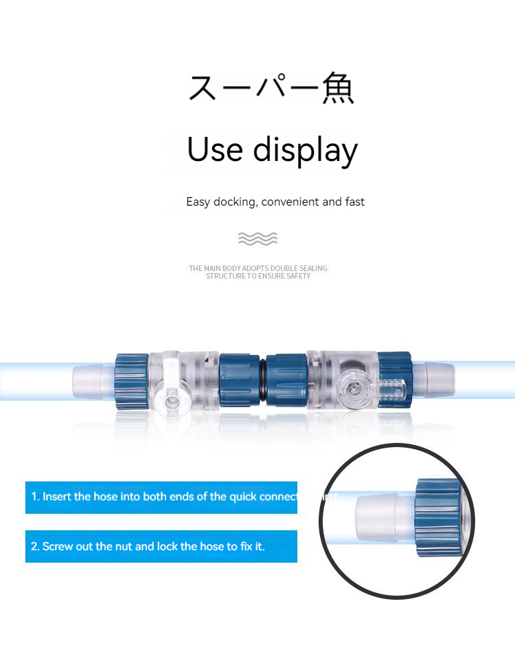 Tuyau de Valve d'eau de filtre d'aquarium 12/16mm, contrôle du débit, Double robinet, connecteur à dégagement rapide, filtre d'aquarium, accessoires de remplacement