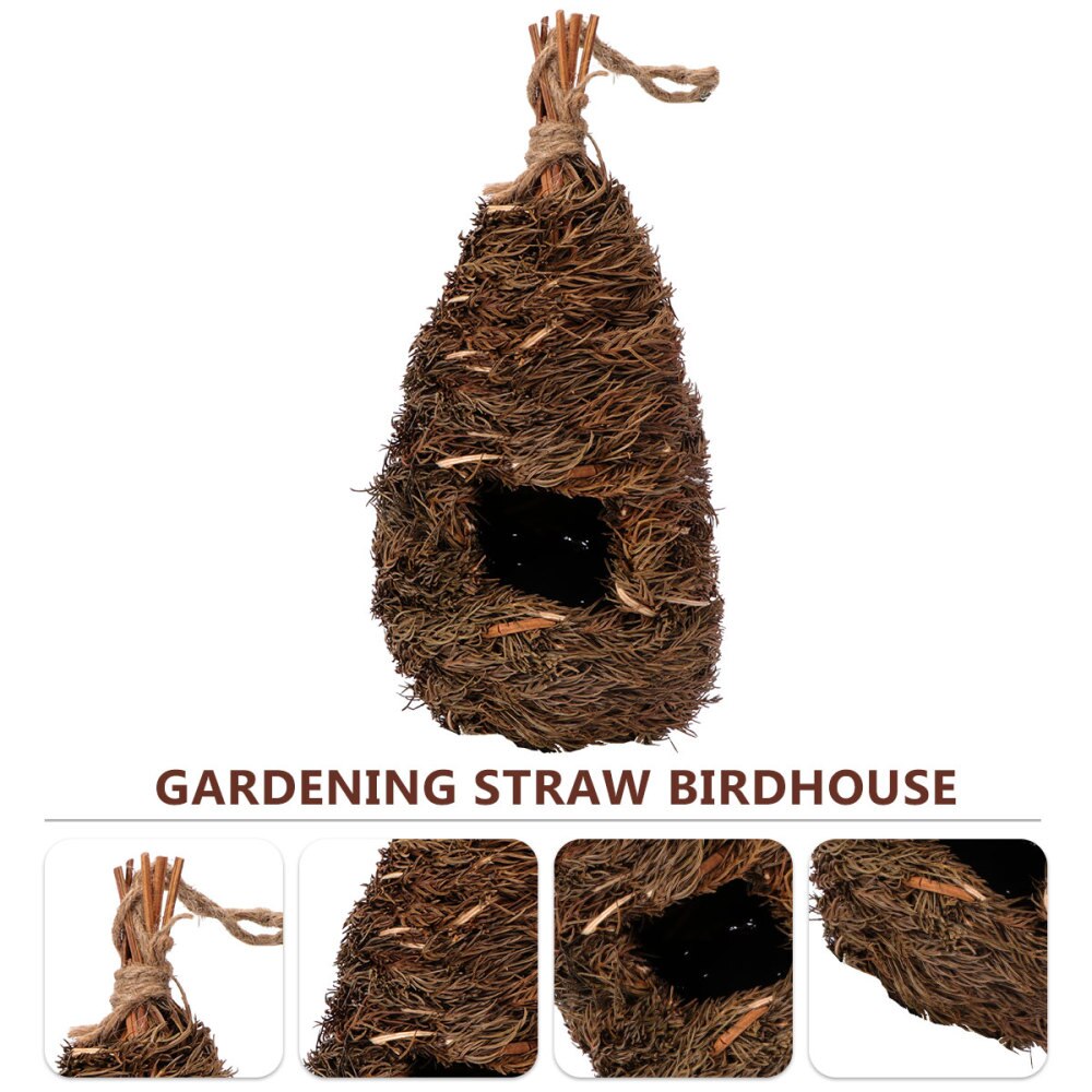 Fait main nid d'oiseau gourde en forme d'oiseau maison jardin décoration vert foncé
