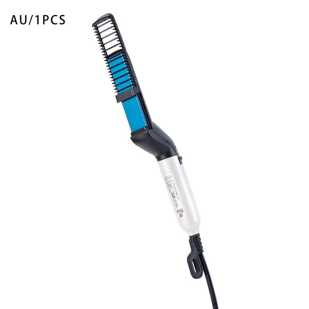 Multifunctional Hair Comb Quick Beard Straightener Curling Curler Show Cap Men Beauty Hair Styling Tool: AU