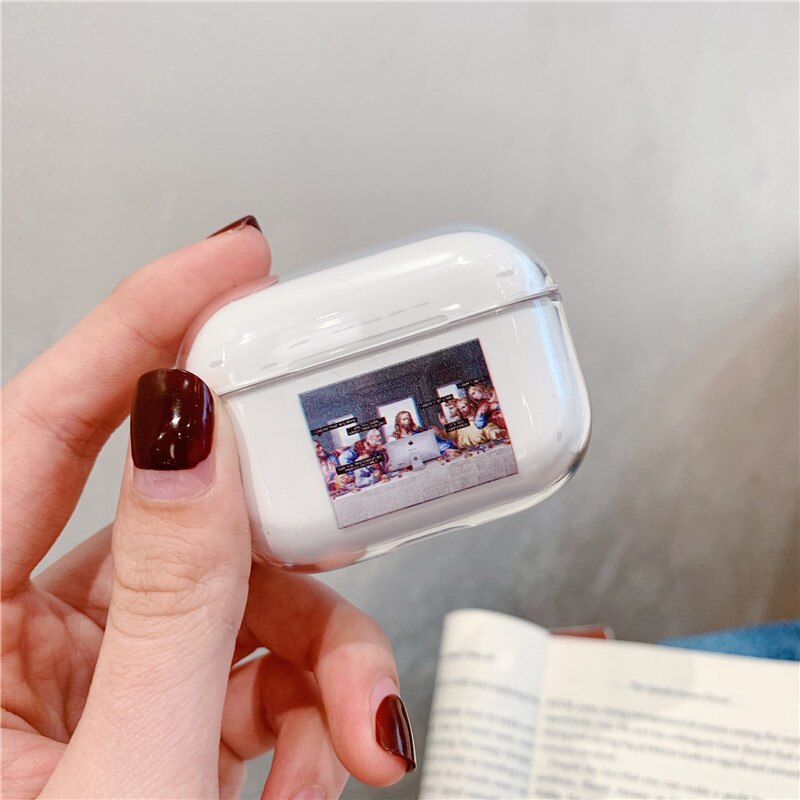Kunstnerisk abstraktion mønster til airpods pro sag gennemsigtig hård bluetooth hovedtelefon beskyttelsesetui til air pods pro: Til airpods pro 04