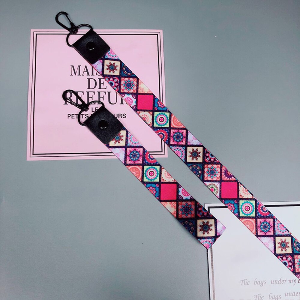 Badge Tag Hang Strap Keychain Plaid Mobile Phone Straps Key Rope Lanyards Wrist Band