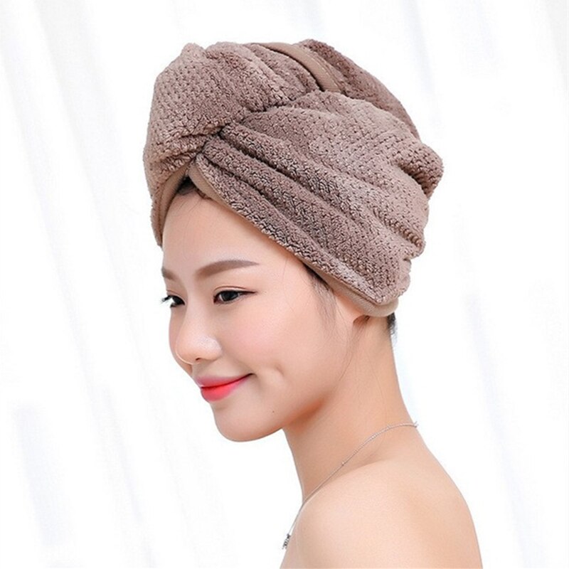 Color sólido del pelo de las mujeres Toalla de terciopelo de Coral de baño súper absorbente de secado rápido Toalla de baño de microfibra cabello seco de salón toallas