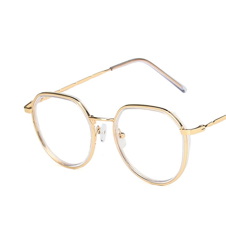 Computer Brille Anti Blau Licht Gaming Gläser Metall Retro Brille Rahmen Anti Glare Brillen Klare Linse für frauen männer: white gold