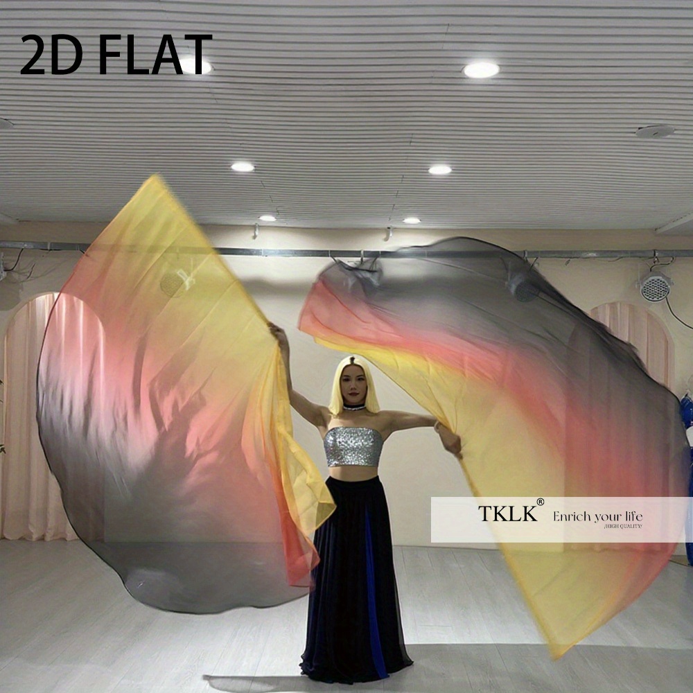 [Belly Dance Flags] Gradient Half-Circle Belly Dance Praise Flags for Dance Performances, Sports Games Opening: L / Fluorescence Yellow