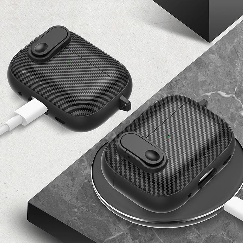 Funda con cerradura de fibra de carbono para Apple AirPods Pro 2 2nd 3 2 1 generación, fundas para AirPods Pro 2023, carcasa de TPU a prueba de golpes