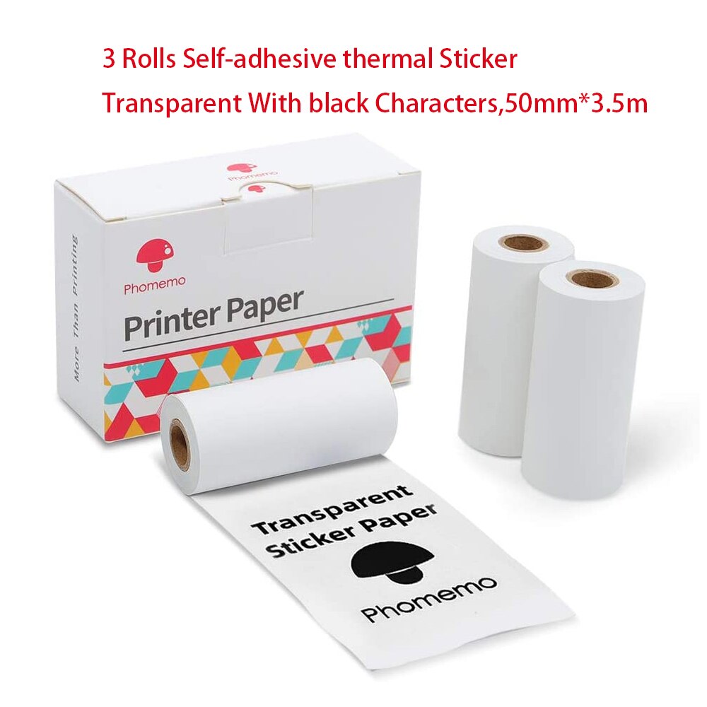 Printable Sticker Thermal Paper Phomemo Self-Adhesive Transparent Gold Photo Paper Rolls for Phomemo M02/M02S/M02 Pro Printer: Transparent Sticker