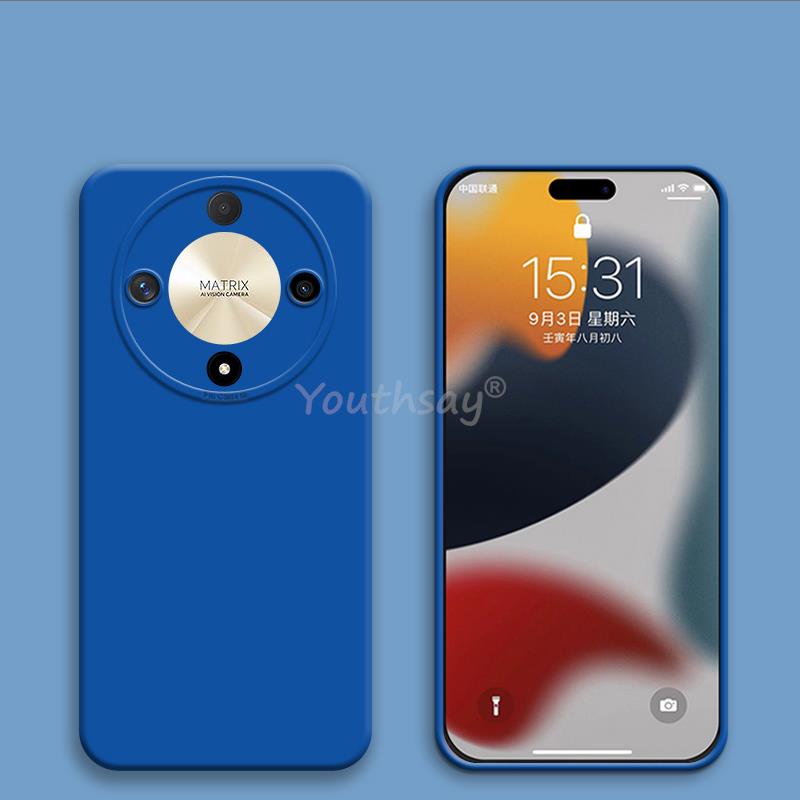 Hoesje voor honor  x9b met camerabescherming, vloeibare siliconen hoes, anti-telefoonhoesje voor honor  x9b  x9b: Donkerblauw