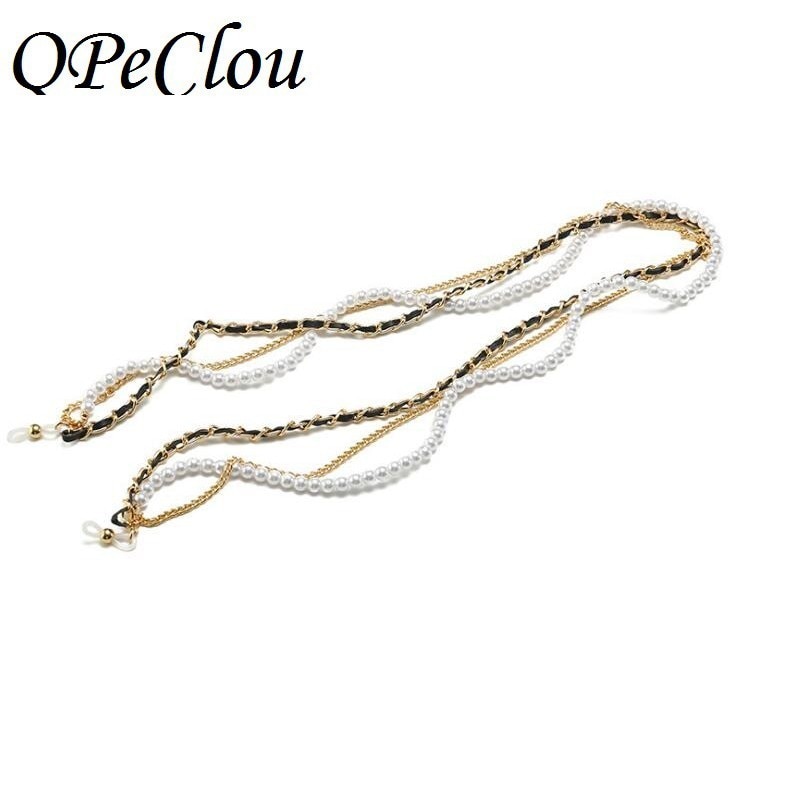 QPeClou de lujo perlas cadena gafas para mujeres de gafas de sol de Metal de la cadena