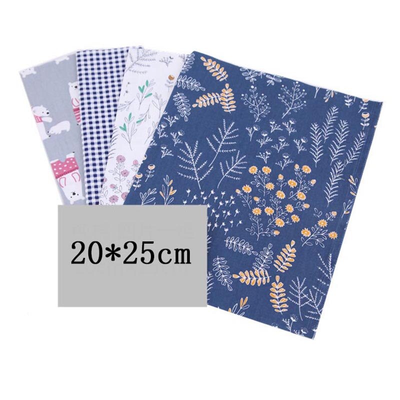 4 draps/ensemble 20x25CM coton Patchwork vêtements tissu accessoires de couture tissu d'impression florale matériel bricolage à la main couleur mélangée: 4 Dark blue