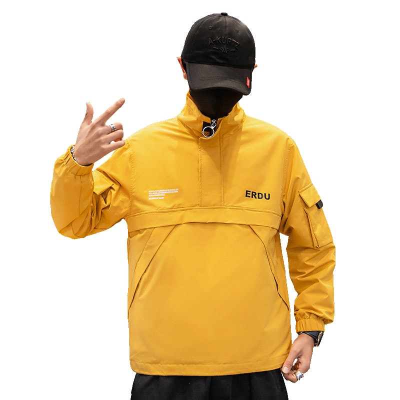 Herre anorakkjakker herre hofte-hopp yttertøy høst vindjakke lappeteppe uformelt streetwear herre utendørs overtrekk topp 4xl