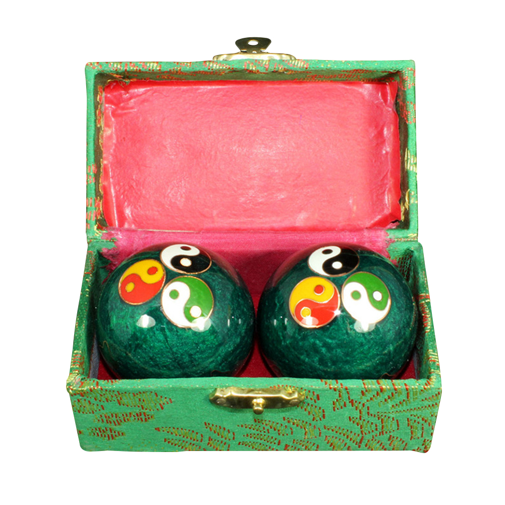 Bola de Baoding azul para ejercicio diario, Bola de Mano china para alivio del estrés, masajeador de terapia, bolas de Fitness para fuerza de mano de 47mm: Green gossip