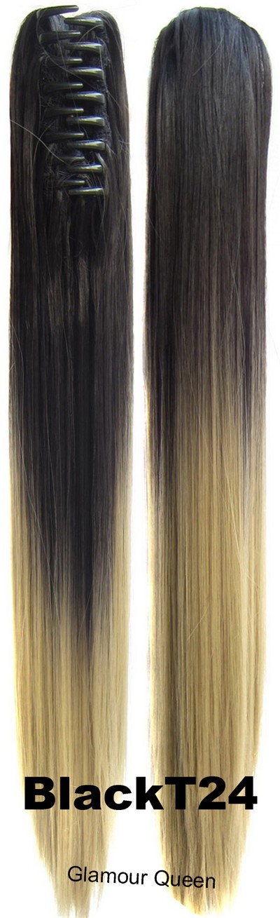 Vreugde & Beauty Haar Lang Steil Haar Paardenstaart Synthetische Clip Op Haar Ombretwo Tone Paardenstaart 24Inch Hoge Temperatuur Fiber: Paars